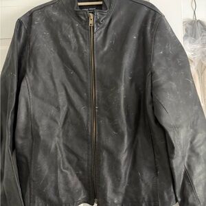 Vera Pelle Men’s Black Leather Zippered Jacket